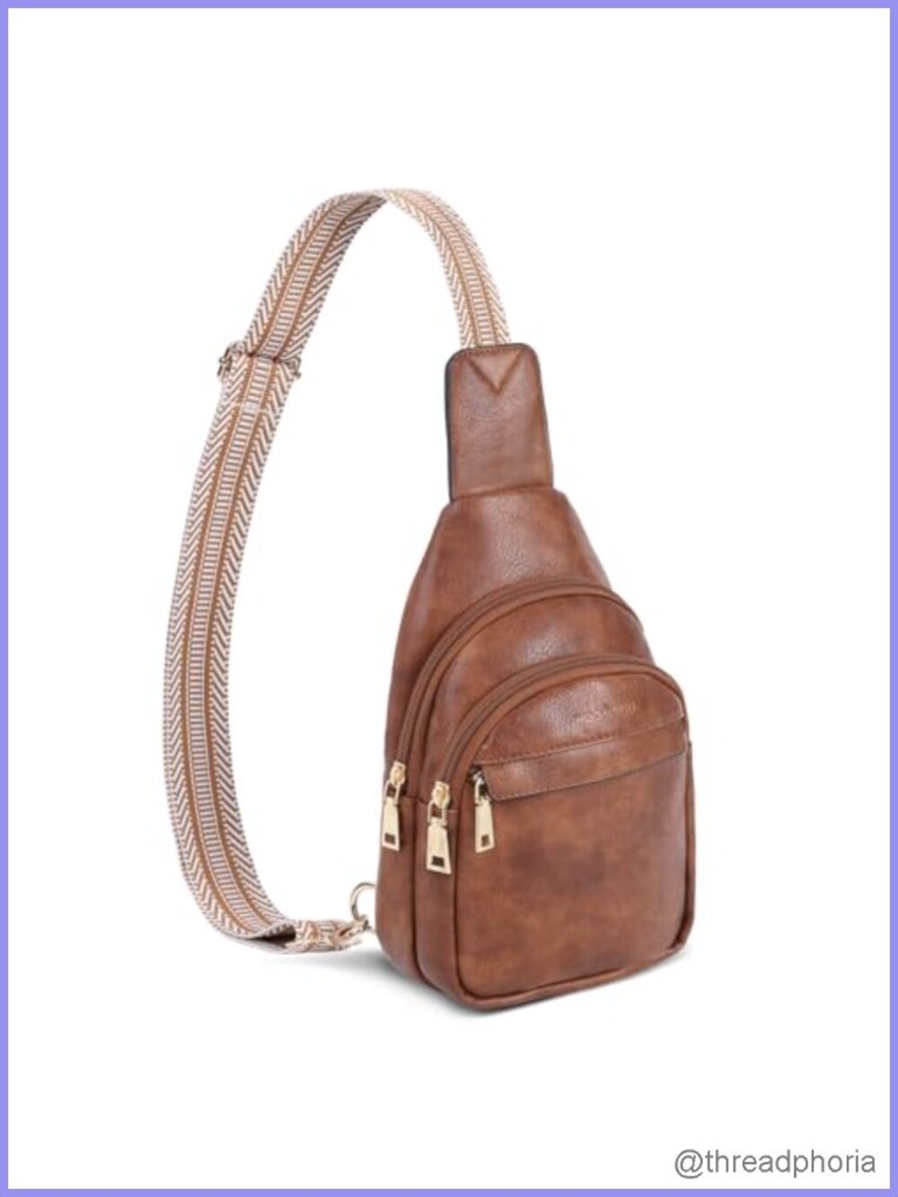 WOOMADA Vegan Leather Sling Bag Crossbody Fanny Pack Travel Waist Bag